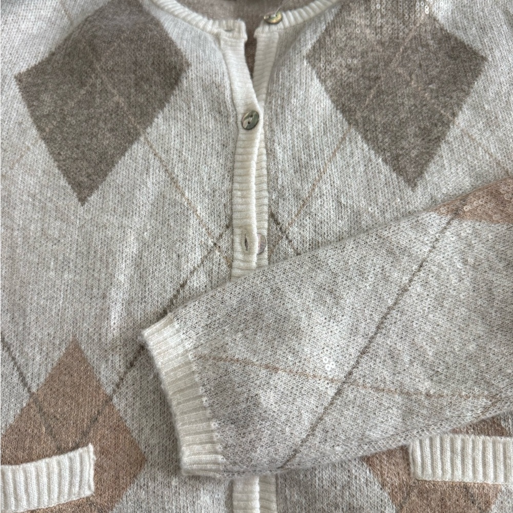 Zara Argyle cardigan, new size small sequin